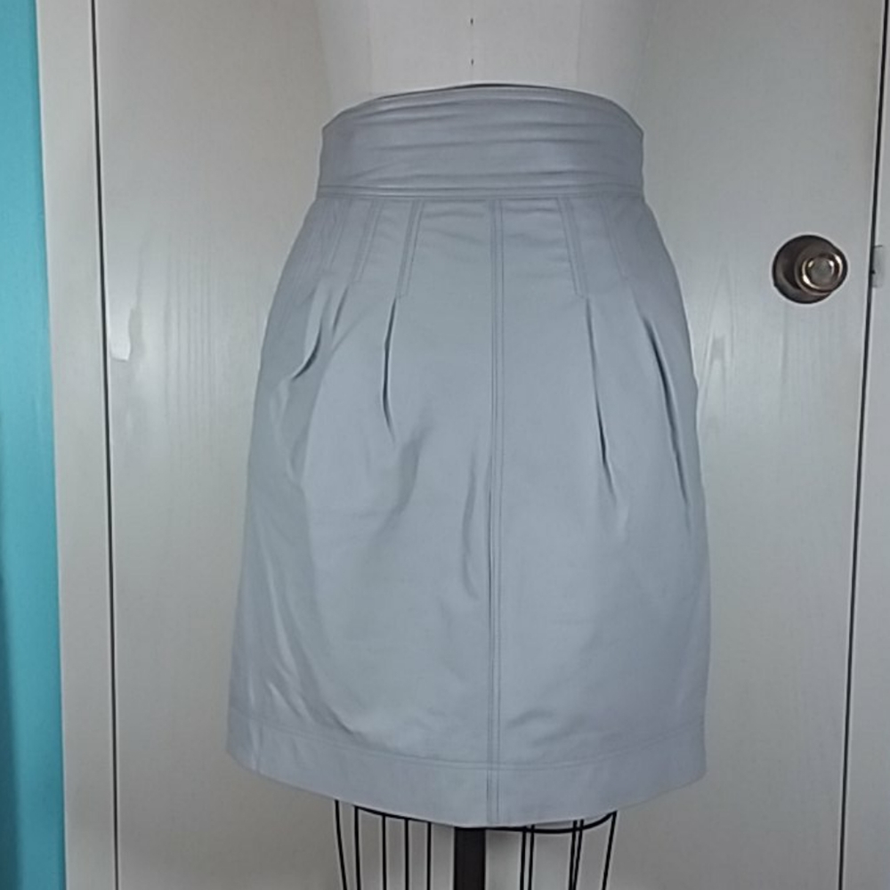 Real Leather Pleat Front Skirt with Side Pockets